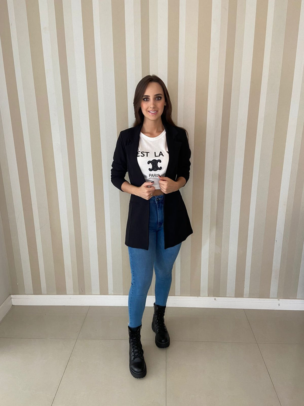 Blazer Preto Nanda - Flor Linda