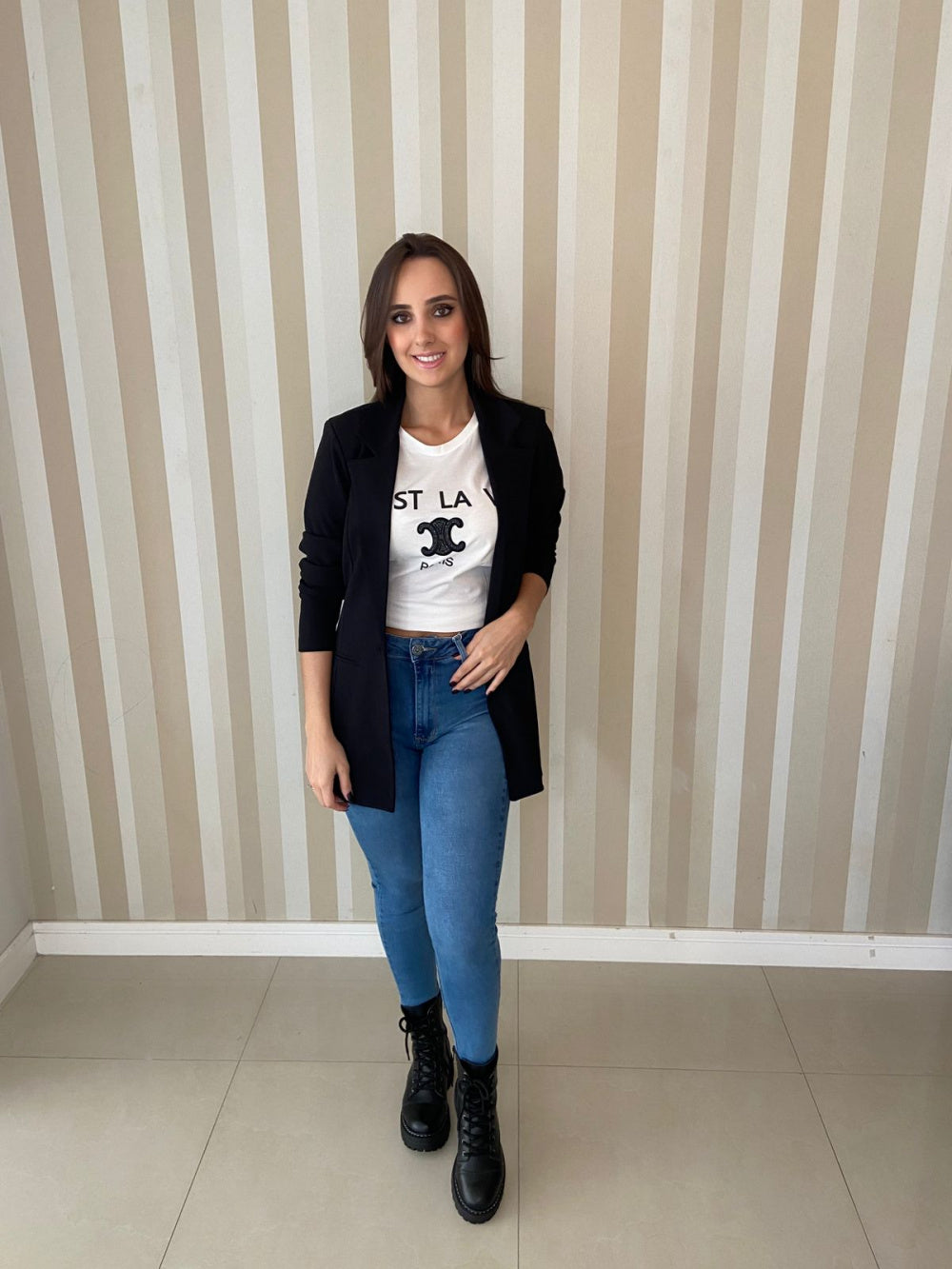 Blazer Preto Nanda - Flor Linda