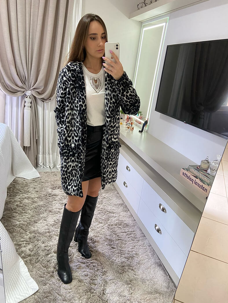 Casaco de pelo Animal Print - Flor linda