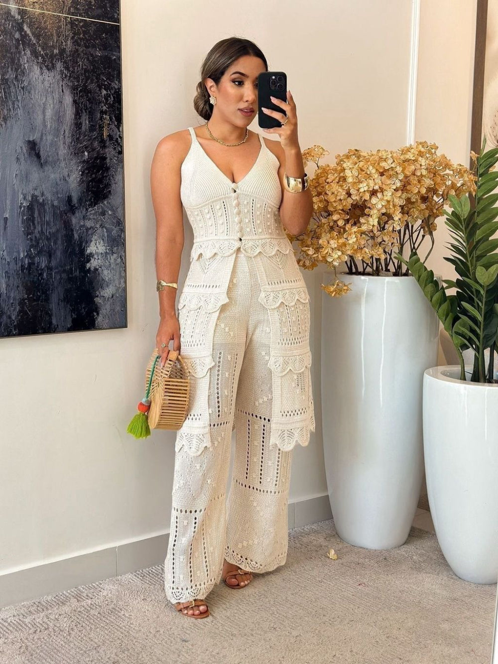 Conjunto de tricô Max Bata e calça