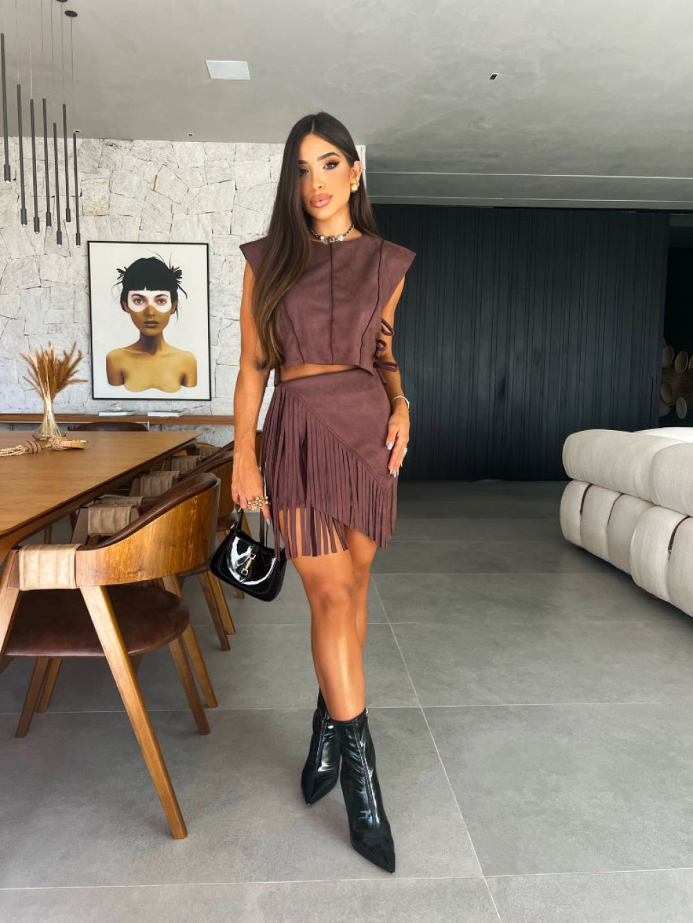 Conjunto Nobu em Suede Marrom - Pimpnella