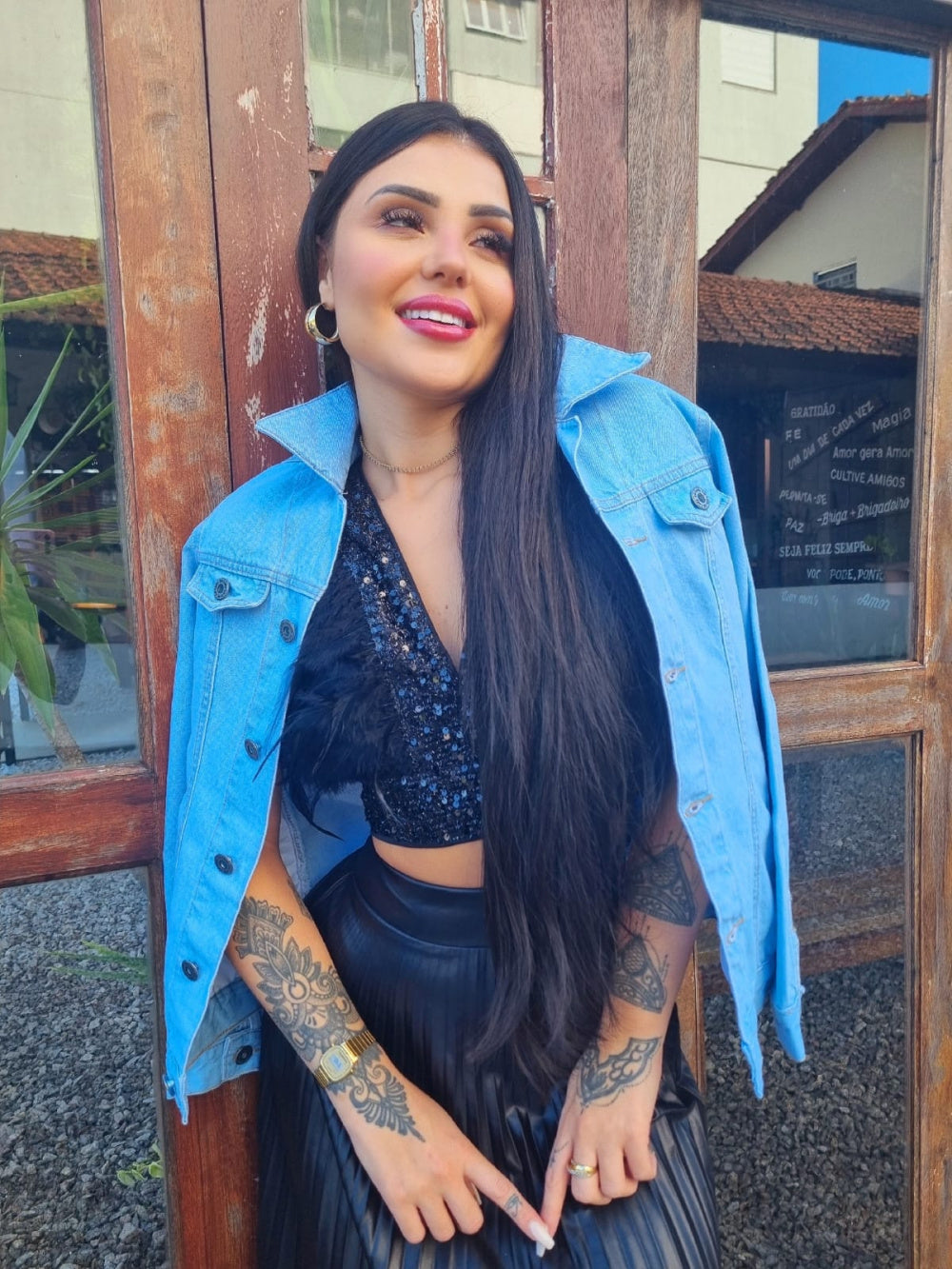 Jaqueta Jeans alongada Clara Nanda - Lady Lú