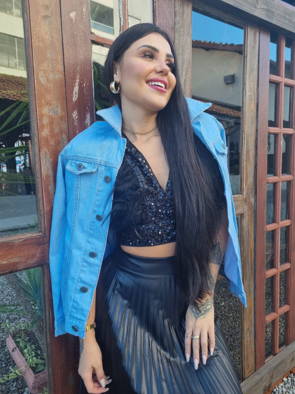 Jaqueta Jeans alongada Clara Nanda - Lady Lú