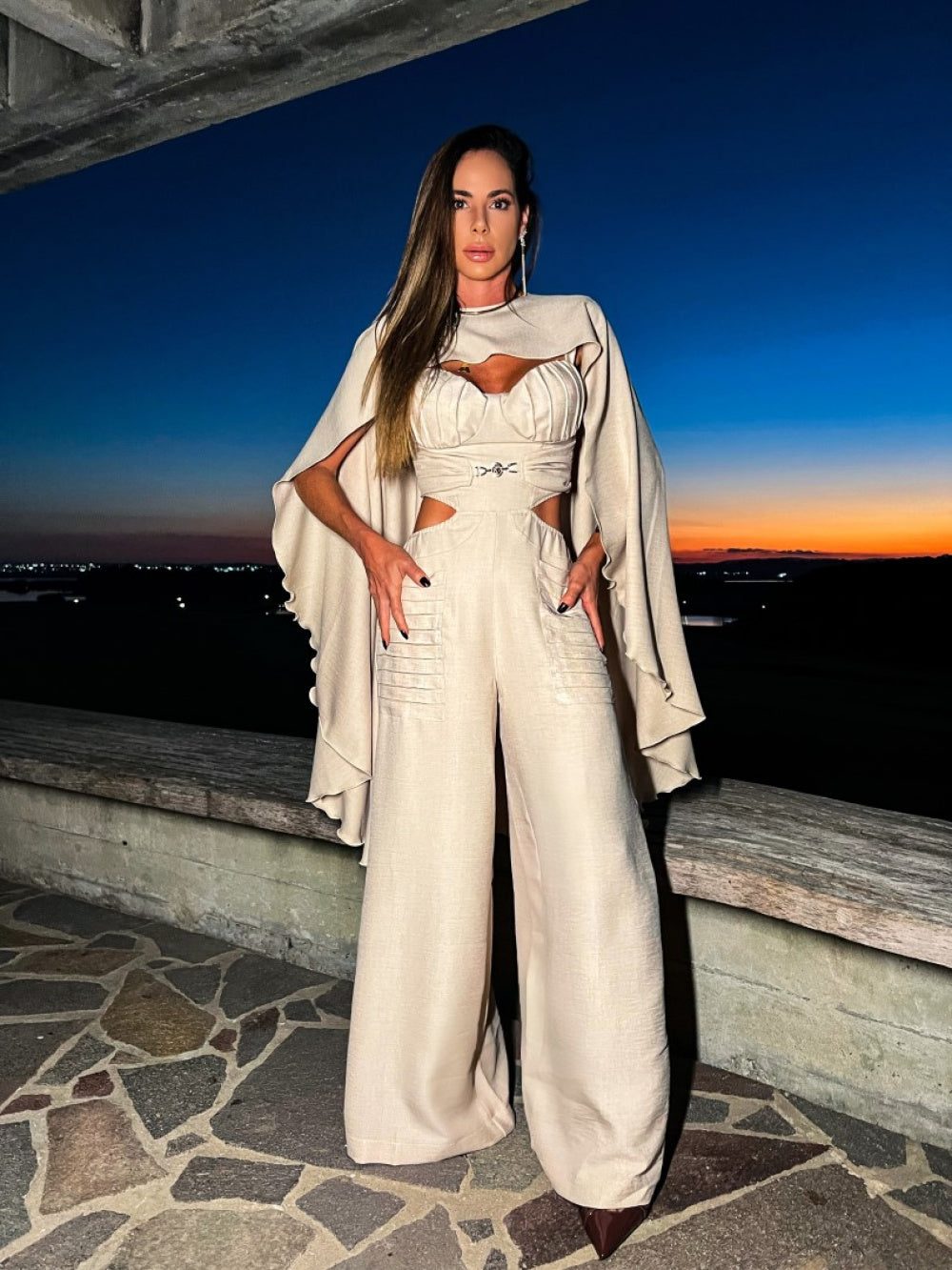 Macacão pantalona com Detalhe de Fivela Artzi - Pimpnella