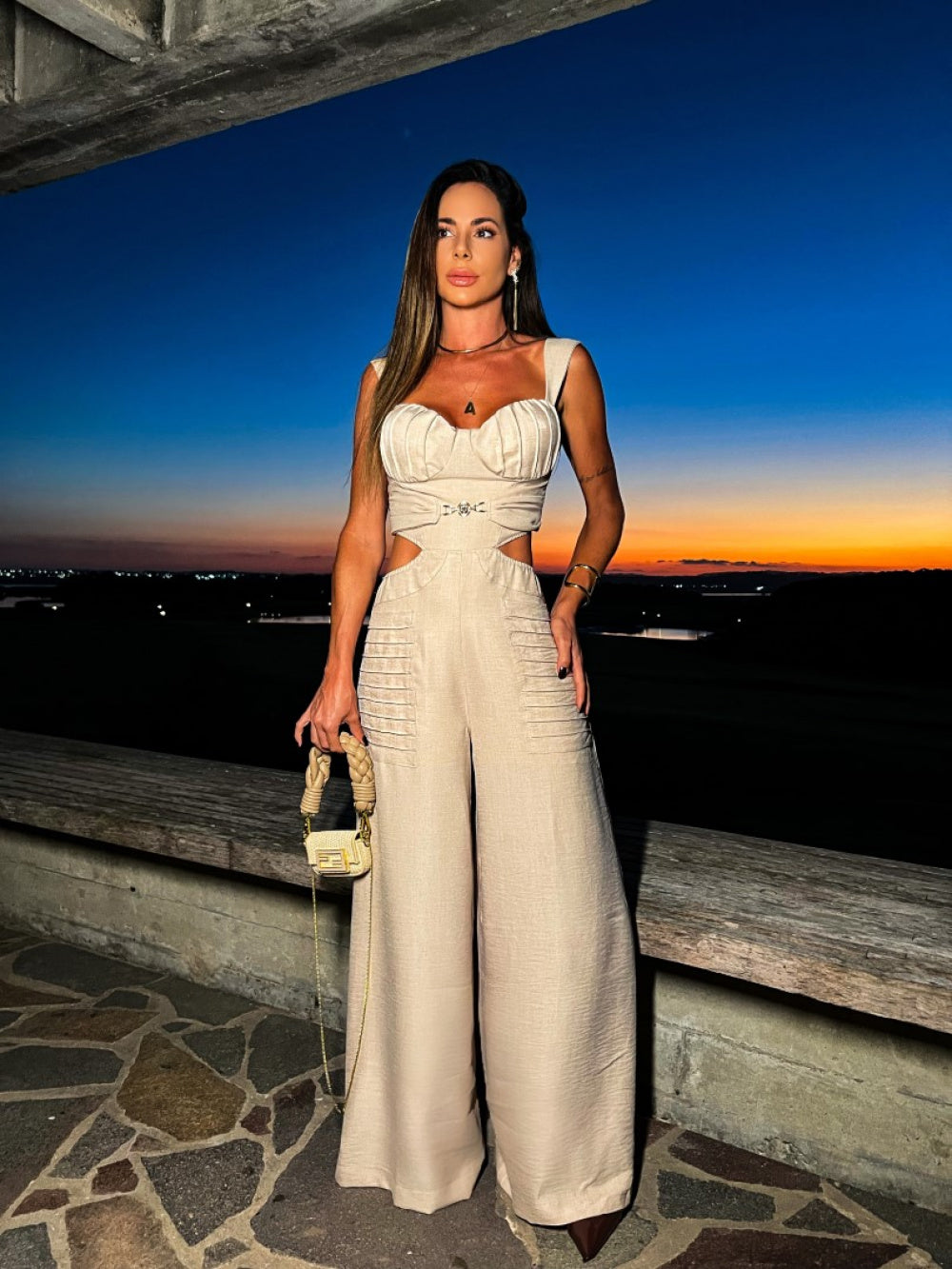 Macacão pantalona com Detalhe de Fivela Artzi - Pimpnella