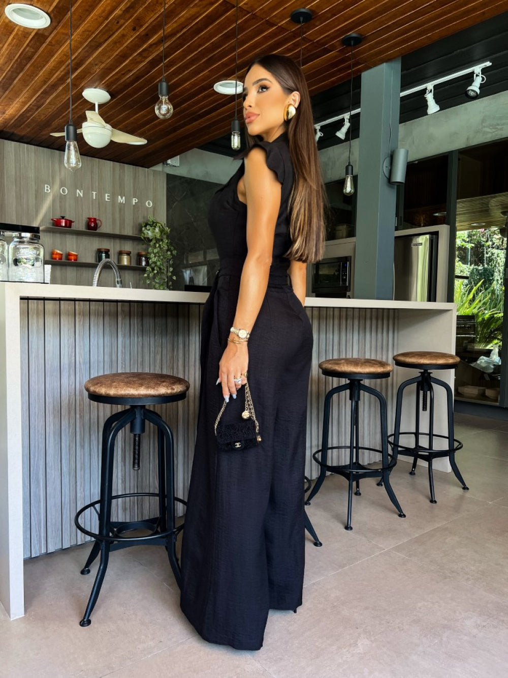 Macacão preto pantalona Monclair - Pimpnella