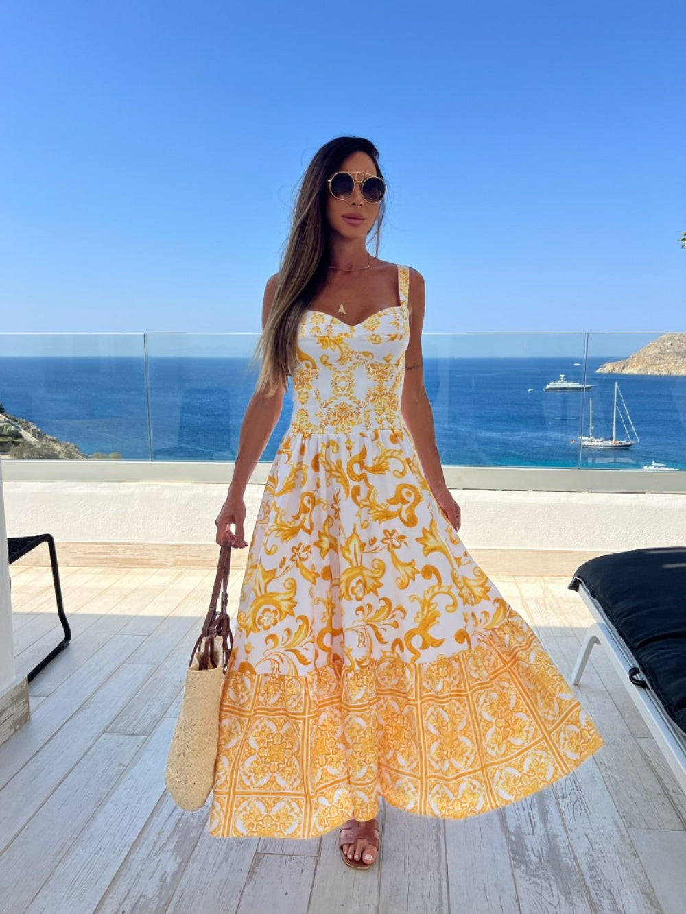 Vestido midi amarelo Giallo - Pimpnella