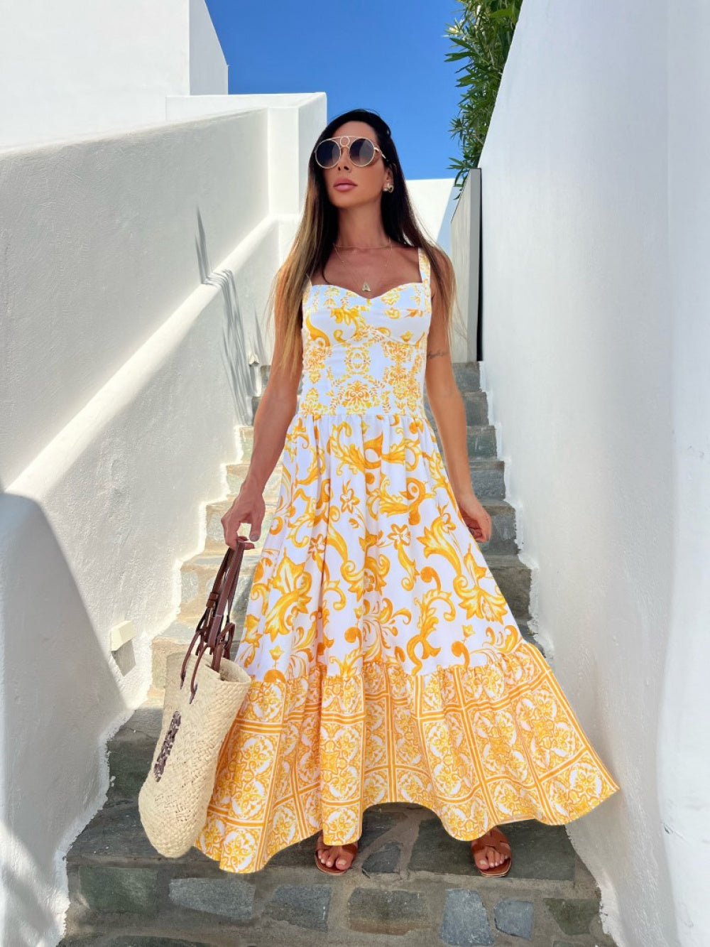 Vestido midi amarelo Giallo - Pimpnella
