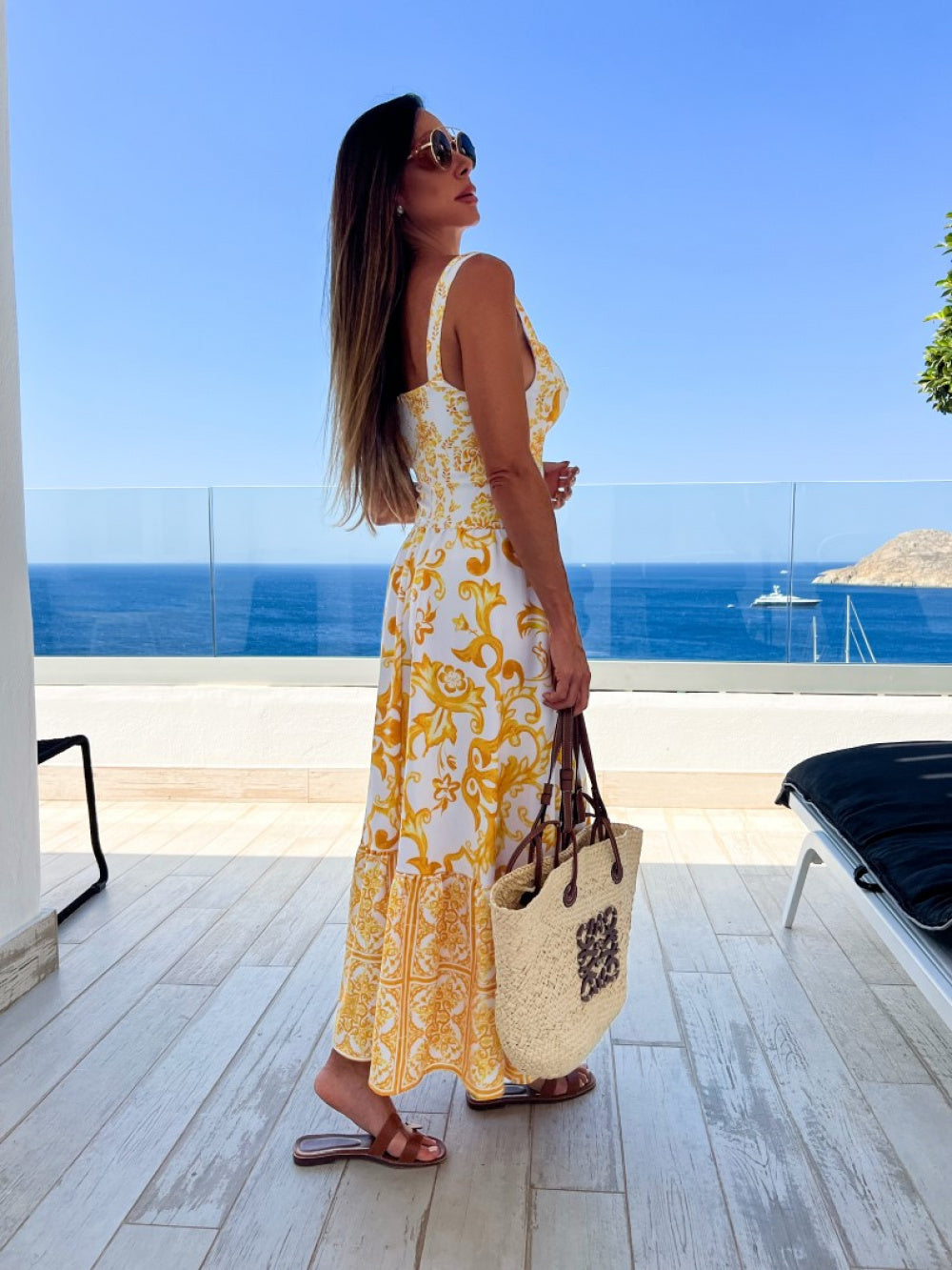 Vestido midi amarelo Giallo - Pimpnella
