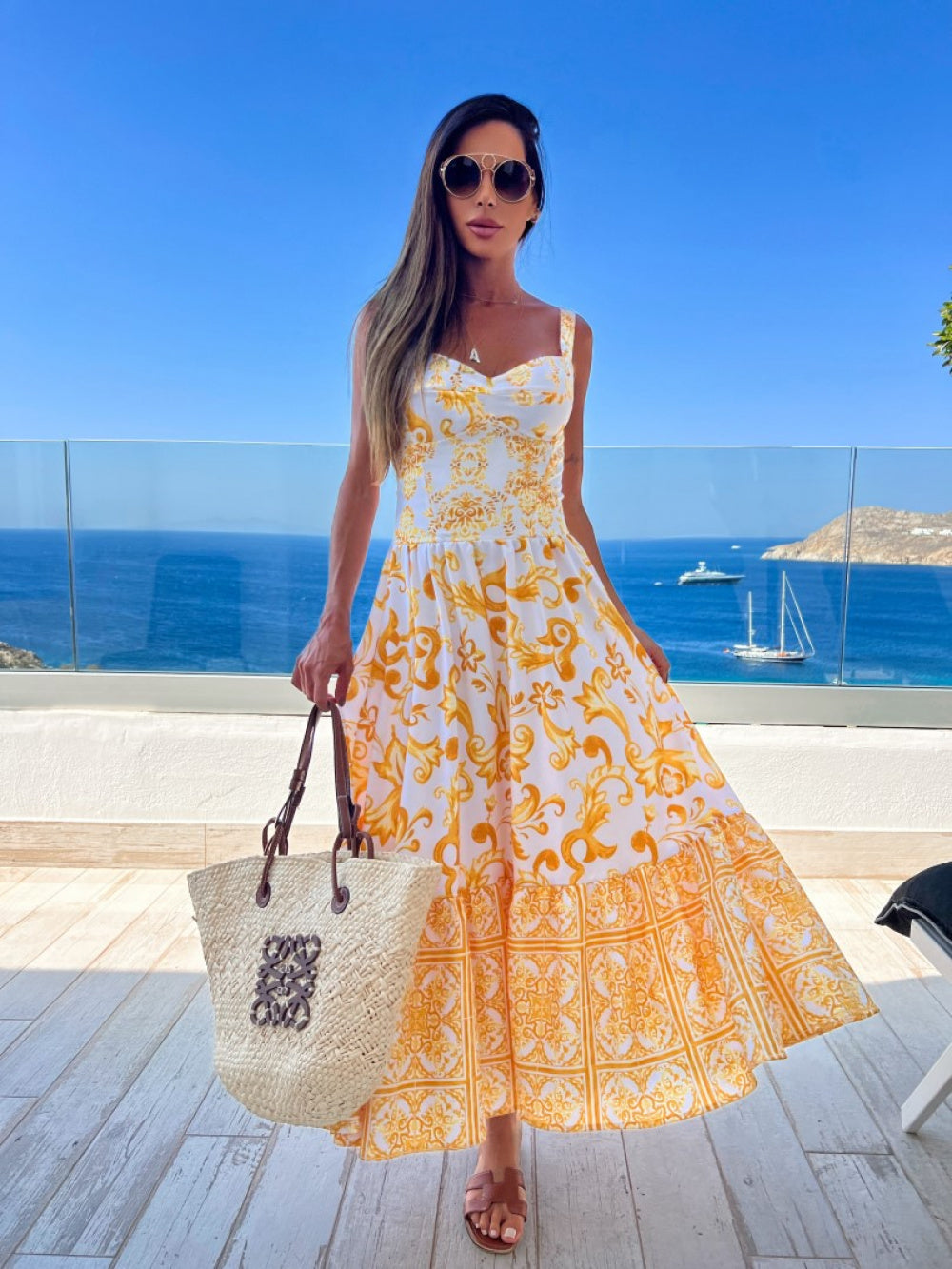 Vestido midi amarelo Giallo - Pimpnella
