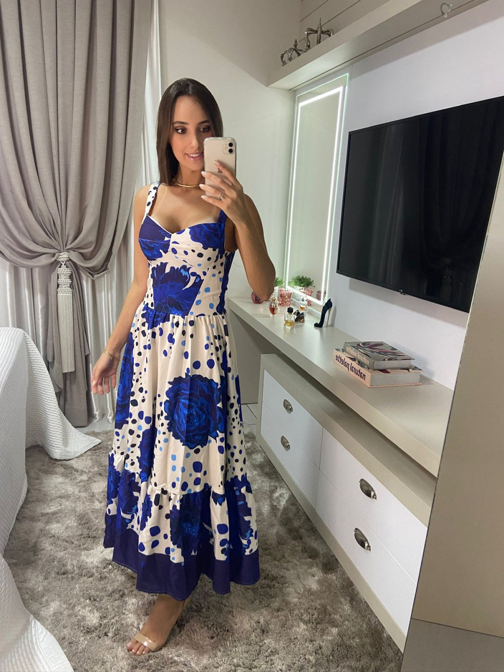 Vestido midi azul estampado The Ocean - Pimpnella