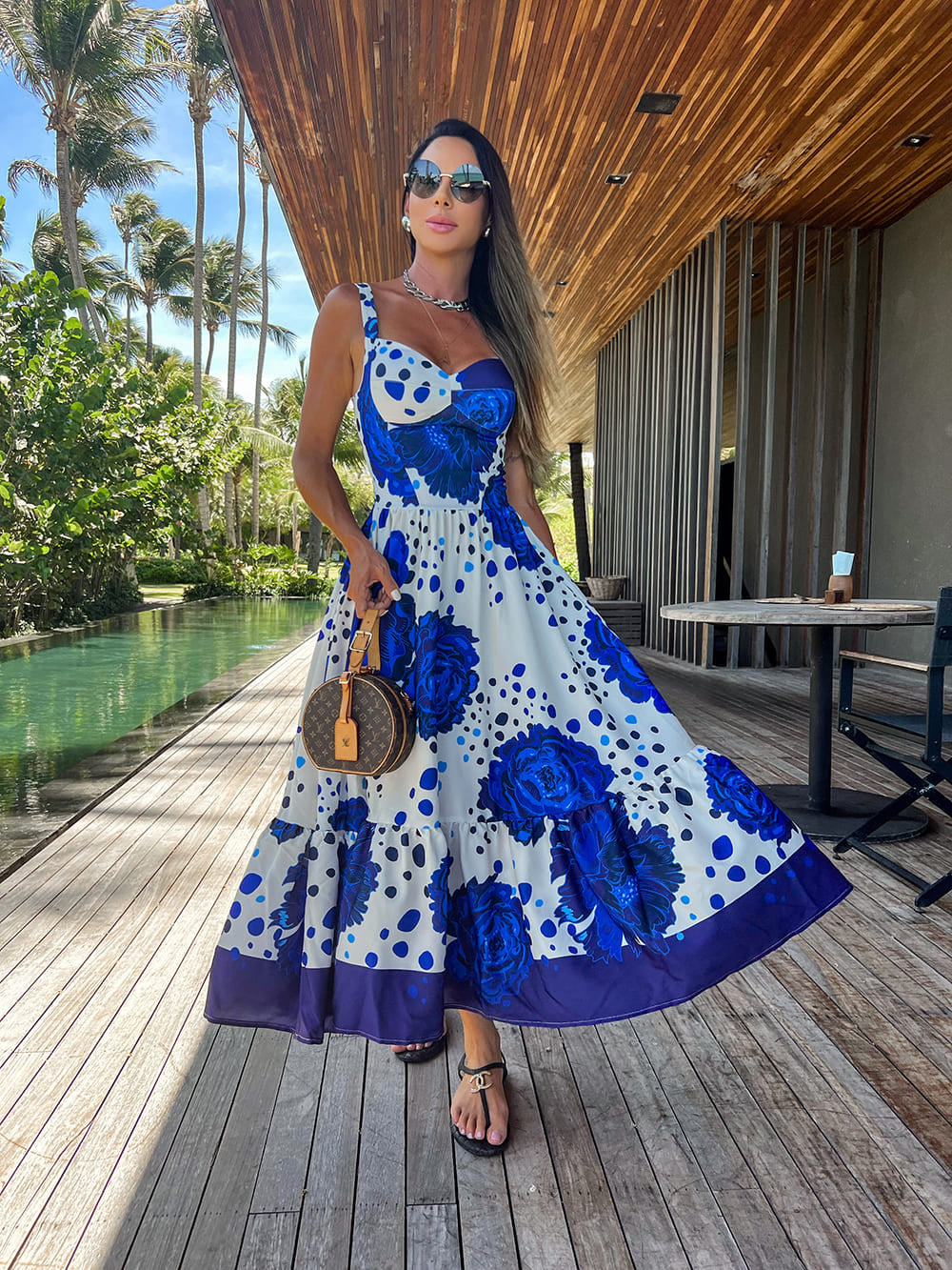 Vestido midi azul estampado The Ocean - Pimpnella