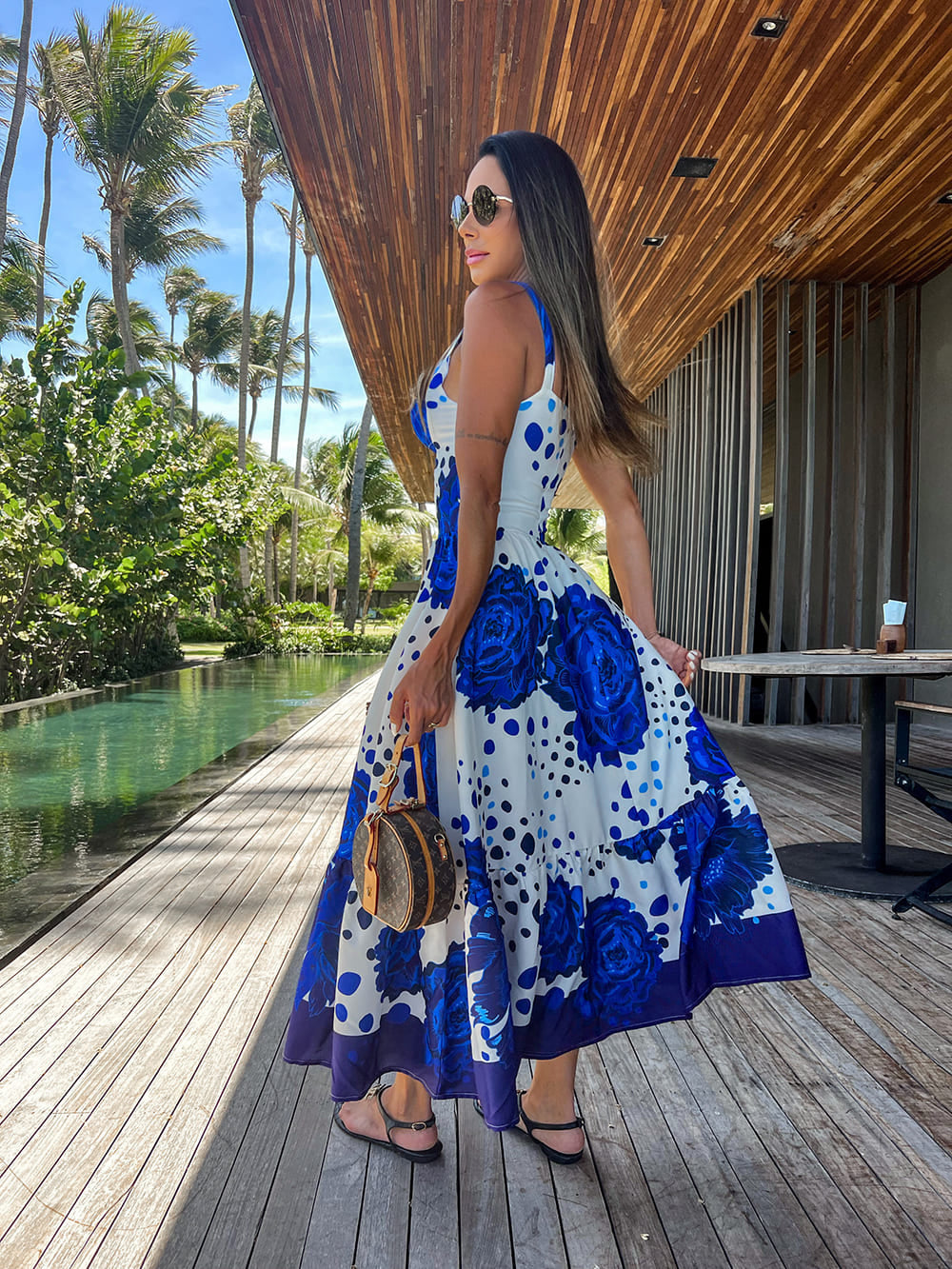 Vestido midi azul estampado The Ocean - Pimpnella