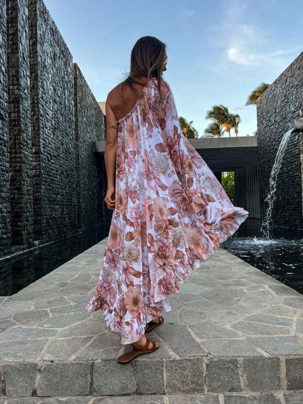 Vestido midi estampado assimétrico Provance - Pimpnella