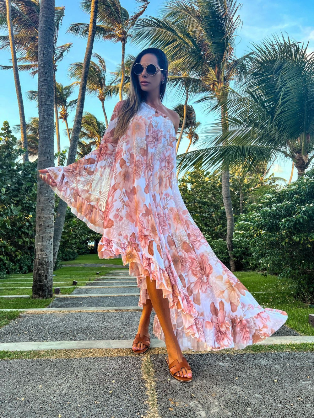 Vestido midi estampado assimétrico Provance - Pimpnella