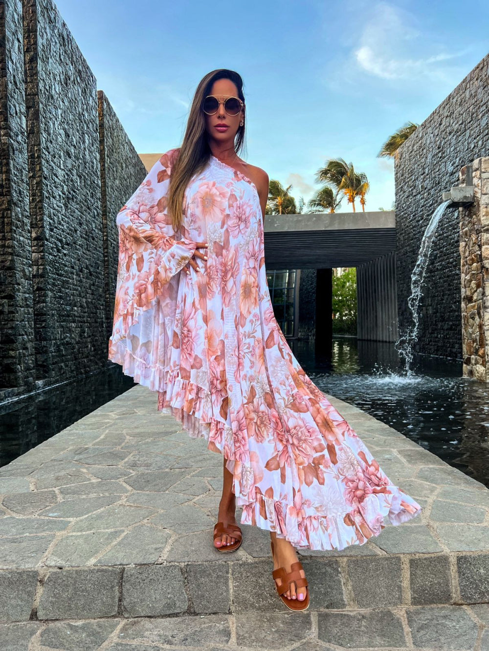 Vestido midi estampado assimétrico Provance - Pimpnella