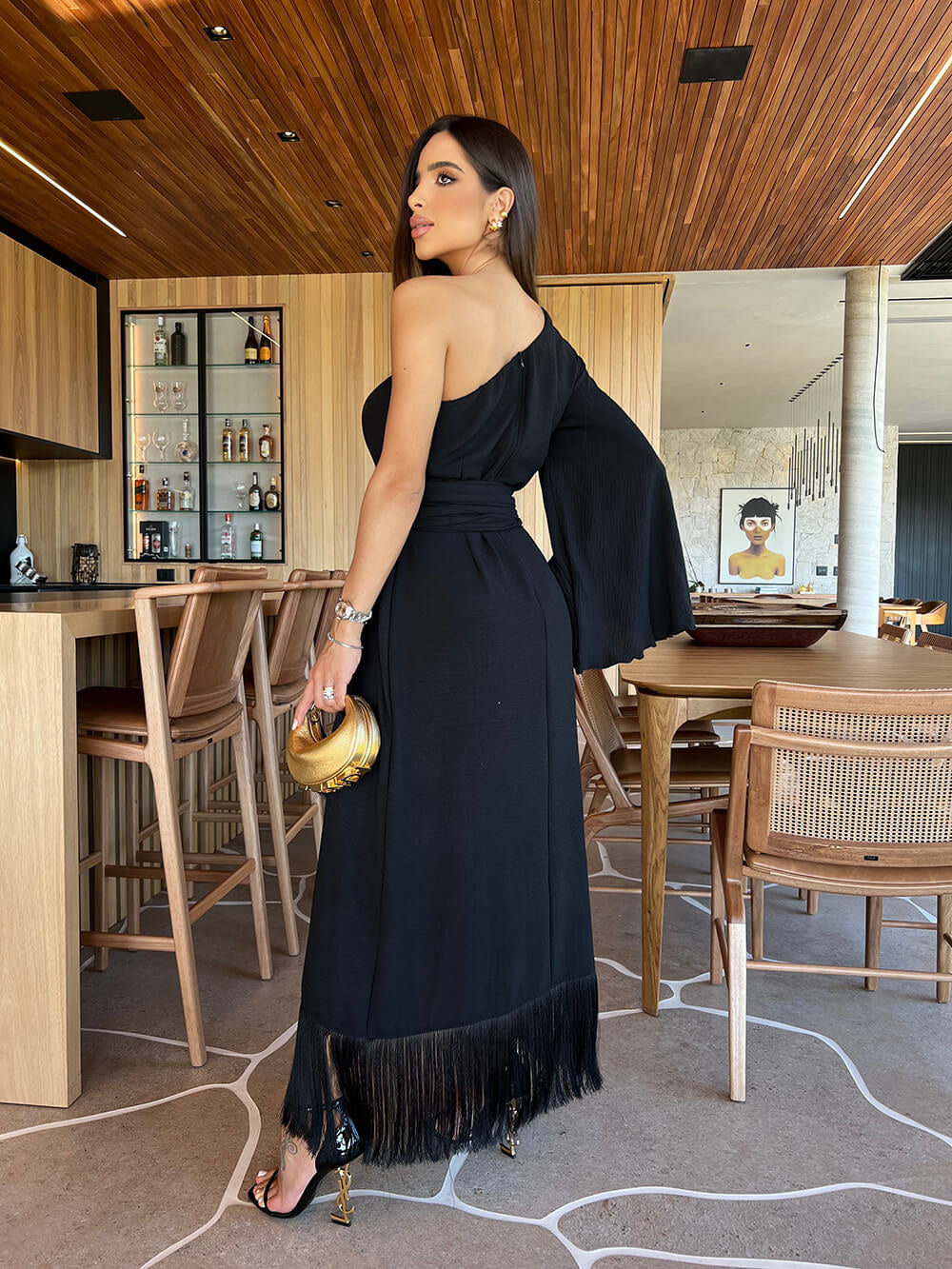 Vestido Voali midi preto - Pimpnella