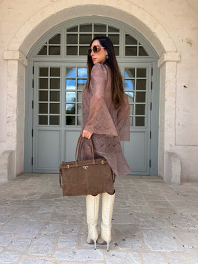 Bata Chloé em Renda Marrom Boho Chic