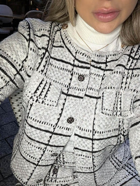 Conjunto Tricot Fio Mousse com Lurex   Casaco + Saia