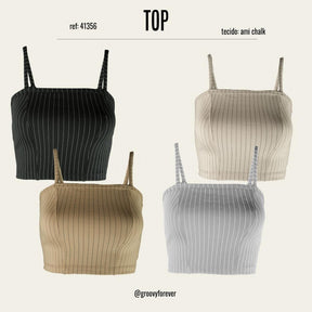 Cropped com elastano risca de giz - Groovy