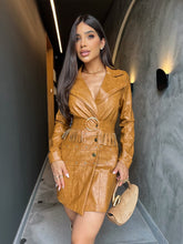 Maxi Coat Belli Transpassado Caramelo com Cinto de Franjas