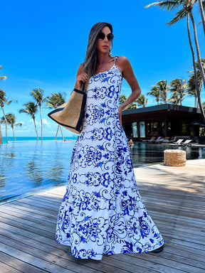 Vestido longo estampado Afrodite - Pimpnella