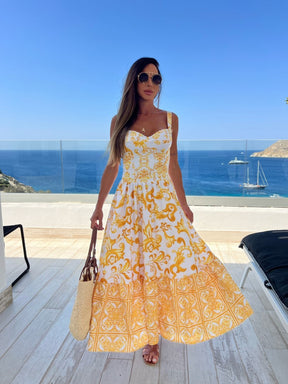Vestido midi amarelo Giallo - Pimpnella