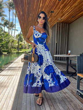 Vestido midi azul estampado The Ocean - Pimpnella