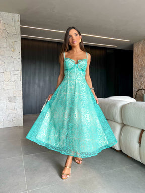 Vestido midi Dune azul tifanny - Pimpnella