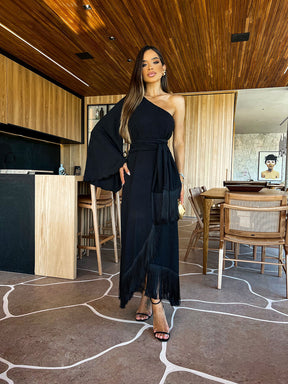 Vestido Voali midi preto - Pimpnella